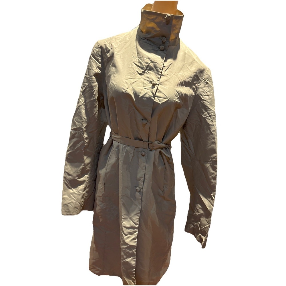 MORGANE LE FAY New York Nylon Lightweight Rain Jacket US Made Cream Trench Beige